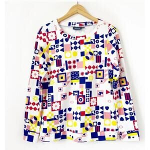 ModCloth Geometric Print Long Sleeve T-Shirt Small